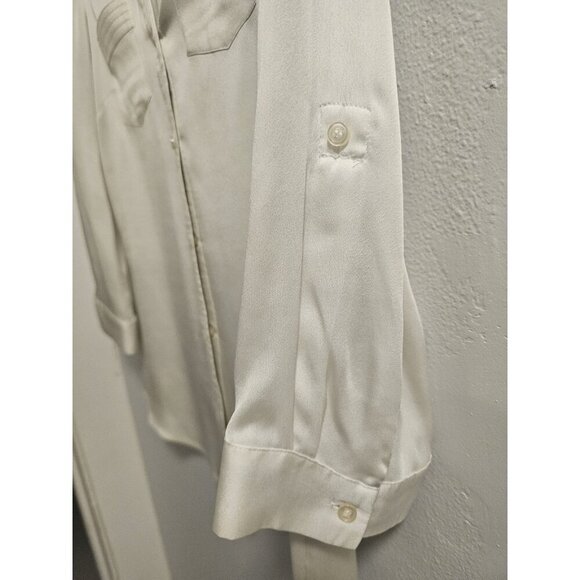 Women The Limited Ivory Button Down Blouse Business Casual VNeck Work shirt sz S - Picture 5 of 11